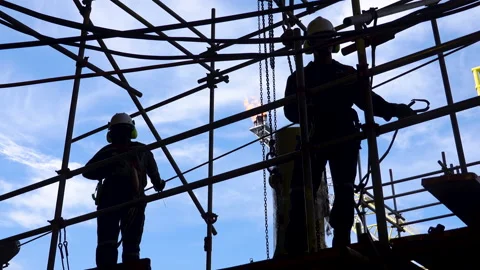 Silhouette Construction Workers. Stock Footage 157494000
