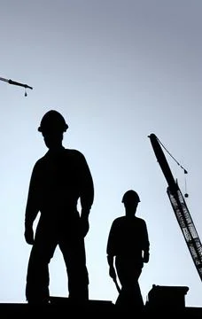 Silhouette of construction workers 写真素材