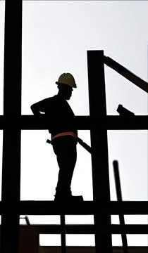 Silhouette of construction workers 写真素材