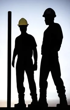 Silhouette of construction workers 写真素材