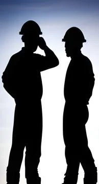 Silhouette of construction workers 写真素材