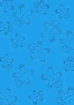 The silhouette of a cookie man on a blue background. Stock Illustration