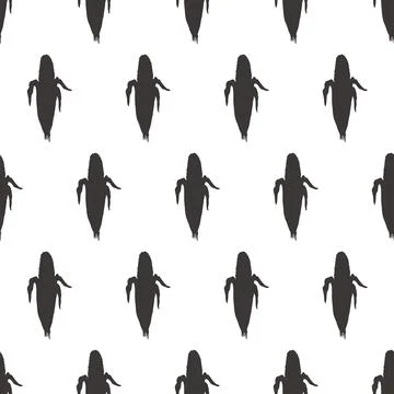 Silhouette corn background seamless pattern. Vintage background. Vector Stock Illustration