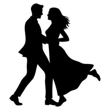 Silhouette of a couple dancing gracefully captured in a romantic moment sho.. Stock Illustration