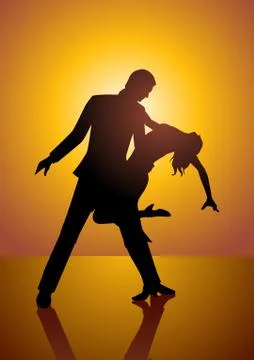 Silhouette of a couple dancing Stock Illustration