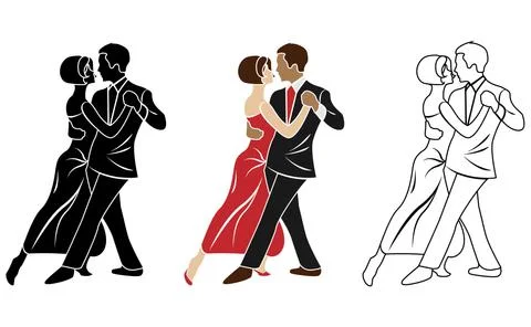 Silhouette of couple dancing tango. Vector illustration EPS10. Stock Illustration