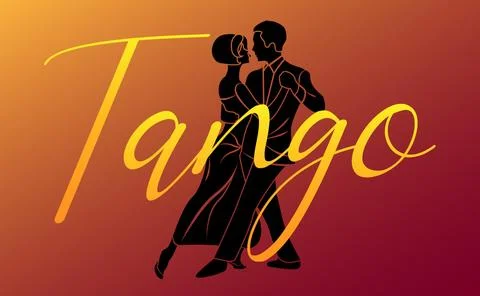 Silhouette of couple dancing tango. Vector illustration EPS10. Stock Illustration