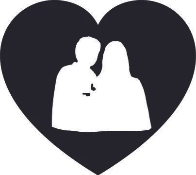 Silhouette of a couple with heart Stock Illustration