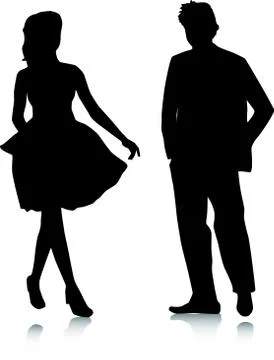 Silhouette couple Stock Illustration