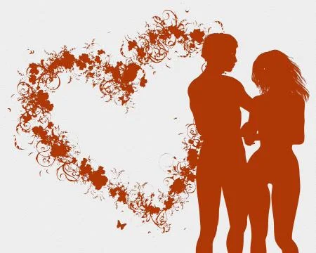 Silhouette of a couple Stock Illustration