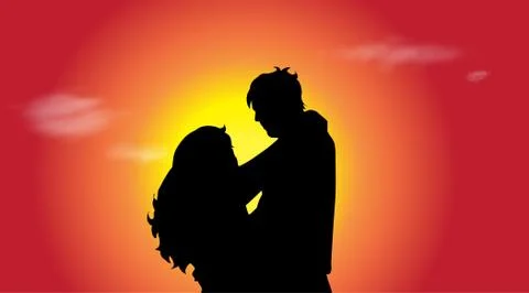 Silhouette of couple Stock Illustration
