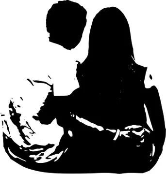 Silhouette of a couple Stock Illustration