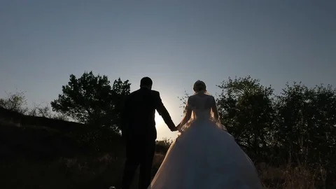Silhouette of a couple walking Vídeo Stock 117934584