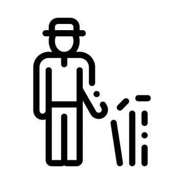 Silhouette of Cricket Player Icon Vector Outline Illustration 스톡 일러스트