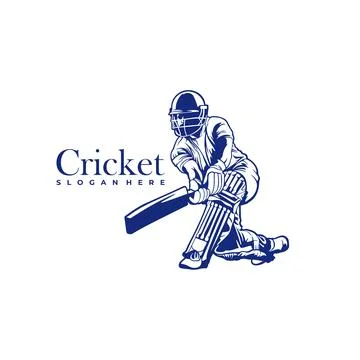 Silhouette of Cricket Player Vector Template, Cricket Player Design Illustr.. Stock Illustration