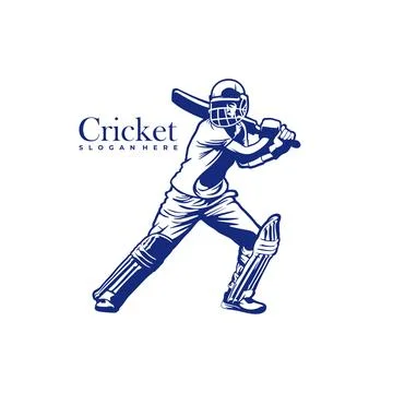 Silhouette of Cricket Player Vector Template, Cricket Player Design Illustr.. Stock Illustration