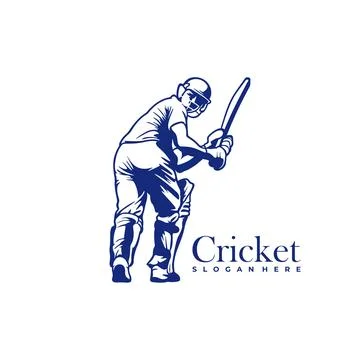 Silhouette of Cricket Player Vector Template, Cricket Player Design Illustr.. Stock Illustration