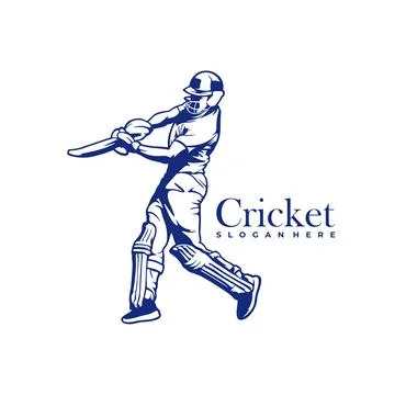 Silhouette of Cricket Player Vector Template, Cricket Player Design Illustr.. Stock Illustration