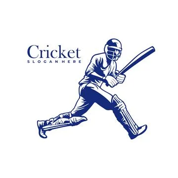Silhouette of Cricket Player Vector Template, Cricket Player Design Illustr.. Stock Illustration