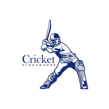 Silhouette of Cricket Player Vector Template, Cricket Player Design Illustr.. Stock Illustration