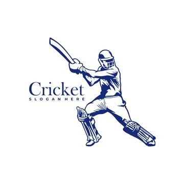 Silhouette of Cricket Player Vector Template, Cricket Player Design Illustr.. Stock Illustration