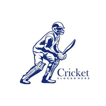 Silhouette of Cricket Player Vector Template, Cricket Player Design Illustr.. Stock Illustration