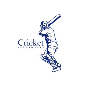 Silhouette of Cricket Player Vector Template, Cricket Player Design Illustr.. Stock Illustration