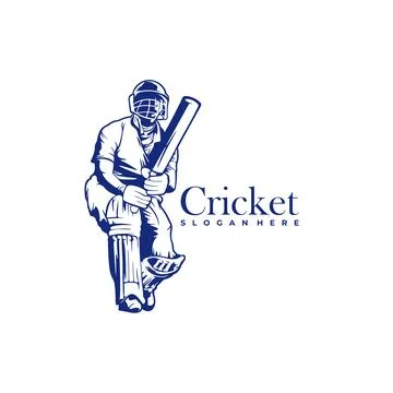 Silhouette of Cricket Player Vector Template, Cricket Player Design Illustr.. Stock Illustration