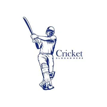 Silhouette of Cricket Player Vector Template, Cricket Player Design Illustr.. Stock Illustration