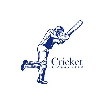 Silhouette of Cricket Player Vector Template, Cricket Player Design Illustr.. Stock Illustration