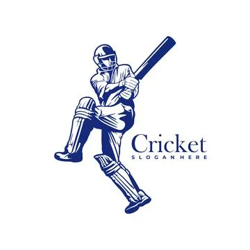 Silhouette of Cricket Player Vector Template, Cricket Player Design Illustr.. Stock Illustration