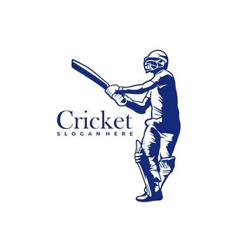 Silhouette of Cricket Player Vector Template, Cricket Player Design Illustr.. Stock Illustration