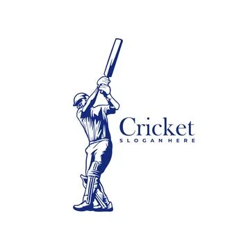 Silhouette of Cricket Player Vector Template, Cricket Player Design Illustr.. Stock Illustration