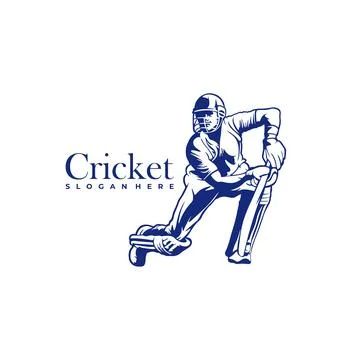 Silhouette of Cricket Player Vector Template, Cricket Player Design Illustr.. Stock Illustration