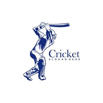 Silhouette of Cricket Player Vector Template, Cricket Player Design Illustr.. Stock Illustration