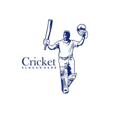 Silhouette of Cricket Player Vector Template, Cricket Player Design Illustr.. Stock Illustration