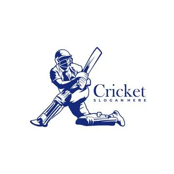 Silhouette of Cricket Player Vector Template, Cricket Player Design Illustr.. Stock Illustration