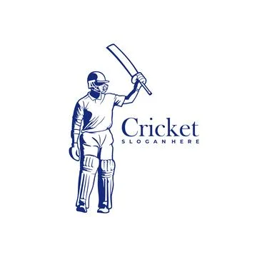 Silhouette of Cricket Player Vector Template, Cricket Player Design Illustr.. Stock Illustration