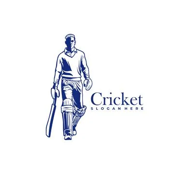 Silhouette of Cricket Player Vector Template, Cricket Player Design Illustr.. Stock Illustration
