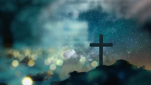 Silhouette of the cross of Jesus Stock Footage 165598414