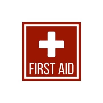 Silhouette of a cross in the red square. First aid medical sign flat vector icon イラスト素材
