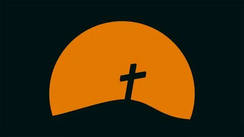 Silhouette cross on twilight sun vector stock Stock Illustration