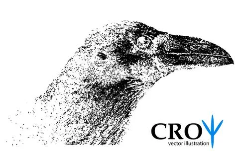 Silhouette of a crow from particles. Stock Illustration