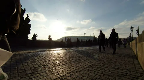 Silhouette Crowd Sunset Slow Mo. Stock Footage 35552079