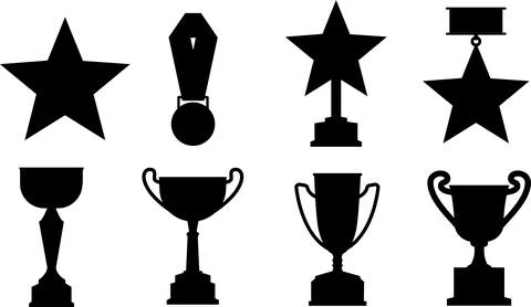 The silhouette of the cups. Vector cup with victory trophy. Stock Illustration