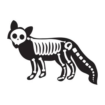 Silhouette Curious Fox Roentgen Skeleton Bones Stock Illustration