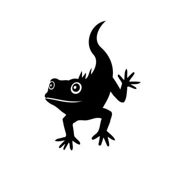 Silhouette of a Curious Lizard on White Backdrop Stock Illustration