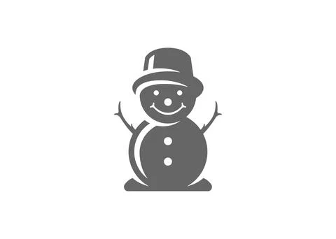 Silhouette of cute snowman in hat vector illustration Stock Illustration