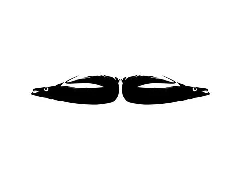 Silhouette of the Cutlass Fish, Flat Style Stock Illustration