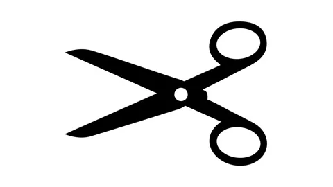 Silhouette of cutting scissors. Black Scissors. Shadow of cutting scissors Stock Footage 342132491
